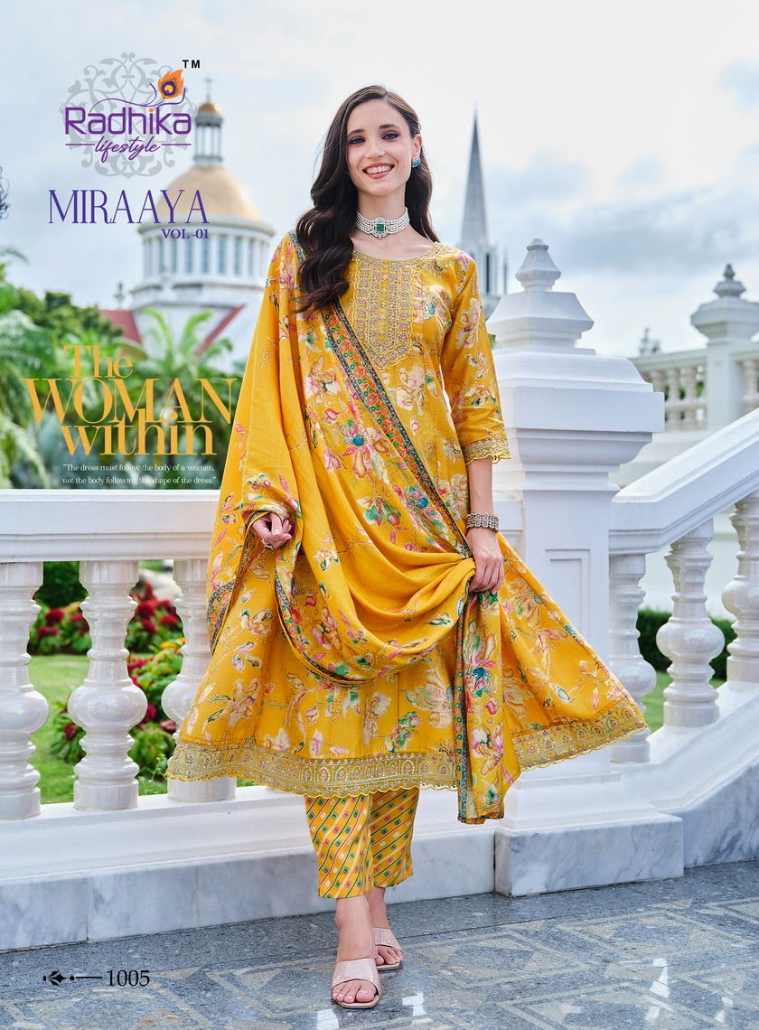 Miraaya Vol 1 By Radhika Shimmer Foil Printed Kurti With Bottom Dupatta Wholesale online
